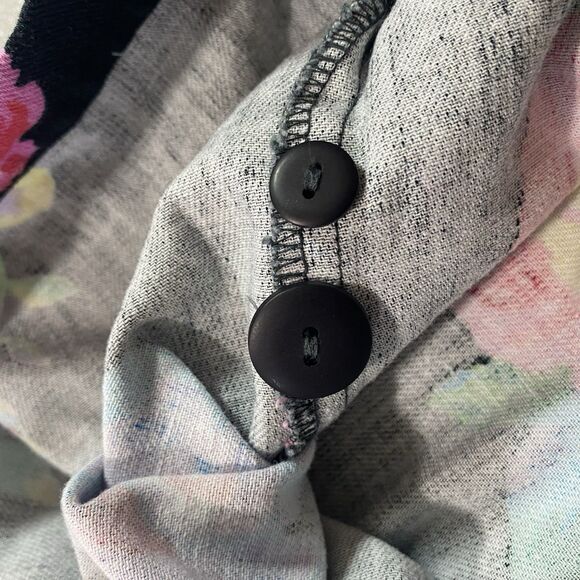 Vintage TANGIBLES Skirt Denim Floral Pleated Midi 1990s Womens 7 8 Black Bright - Picture 11 of 12